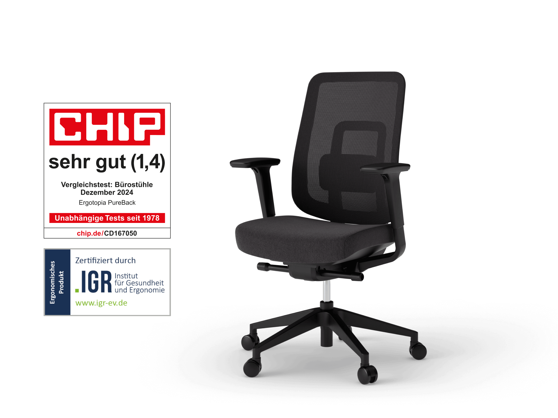 Ergotopia® PureBack ergonomischer Bürostuhl - Bequem und ergonomisch Sitzen zum Top-Preis