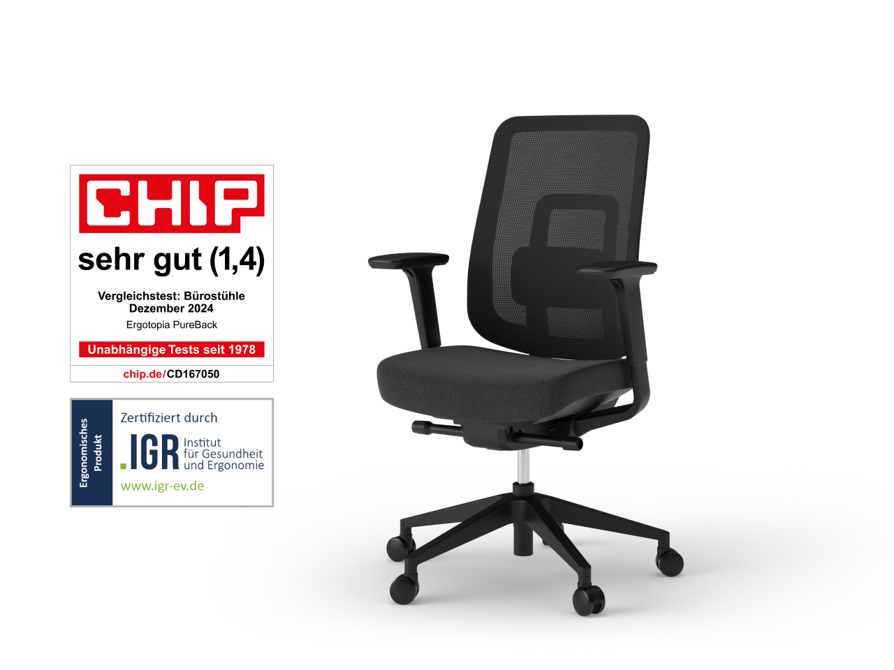 Thumbnail - Ergotopia® PureBack ergonomischer Bürostuhl - Bequem und ergonomisch Sitzen zum Top-Preis