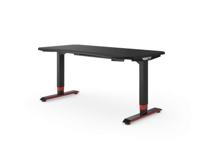 Höhenverstellbarer Gaming Schreibtisch Desktopia GG in Schwarz mit markanten roten Akzenten für ergonomisches Zocken